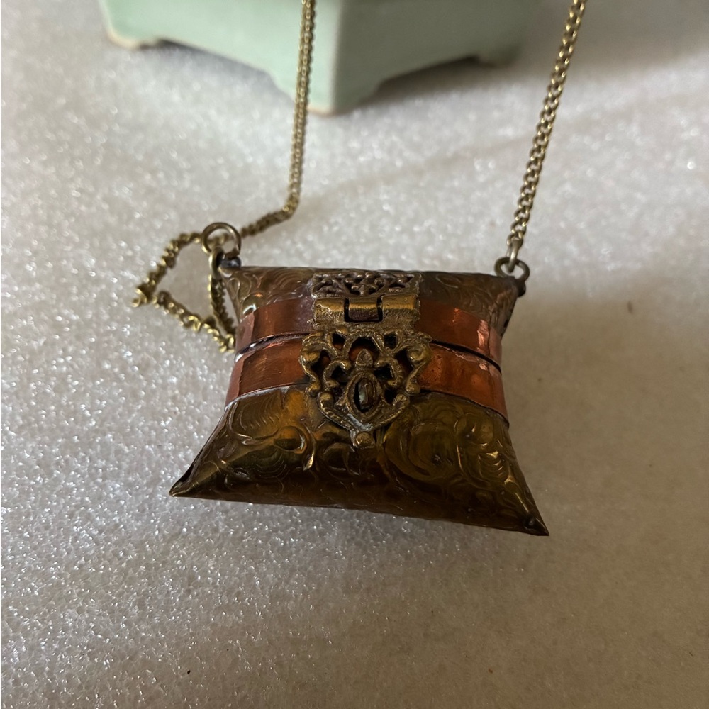 Antique-Style Bronze & Copper Locket Necklace